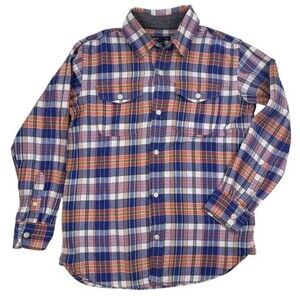 Gap Kids Plaid Flannel Double Pocket Shirt Western Lightweight Cotton LS Boys L
